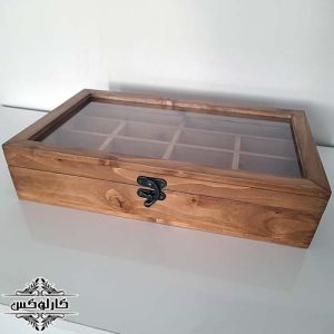 باکس دمنوش لوکس-باکس دمنوش با در شیشه ای-جعبه تی بگ چوبی-باکس دمنوش چوبی-باکس دمنوش چوبی-کارلوکس-wooden tea bag box-karlux