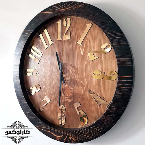 ساعت دیواری تمام چوب دایره ای کارلوکس-wooden circle clock karlux
