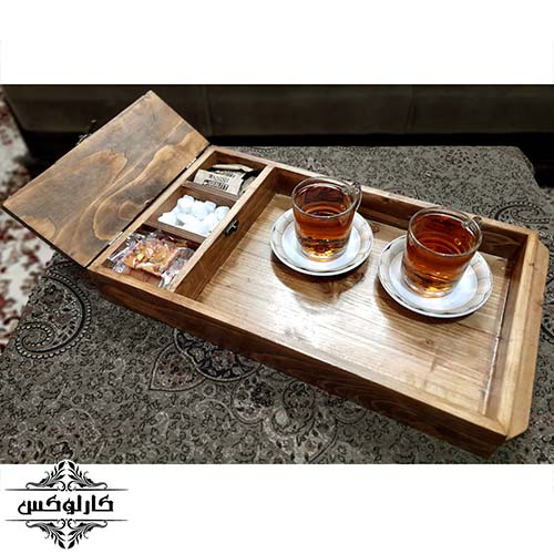 سینی چوبی باکس دار-سینی باکس دار چوبی-کارلوکس-wooden tray with box-karlux