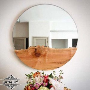 آینه دایره ای-آینه گرد با قاب چوبی-تنه درخت-کارلوکس-circle mirror with wooden frame-karlux.ir