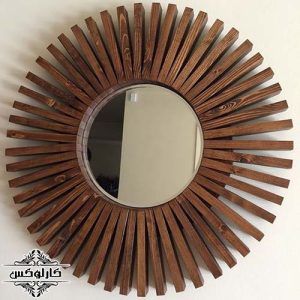 آینه چوبی-آینه قاب چوبی-آینه خورشیدی-آینه خاص_آینه لوکس-wooden mirror-sun design-wooden-karlux-luxury