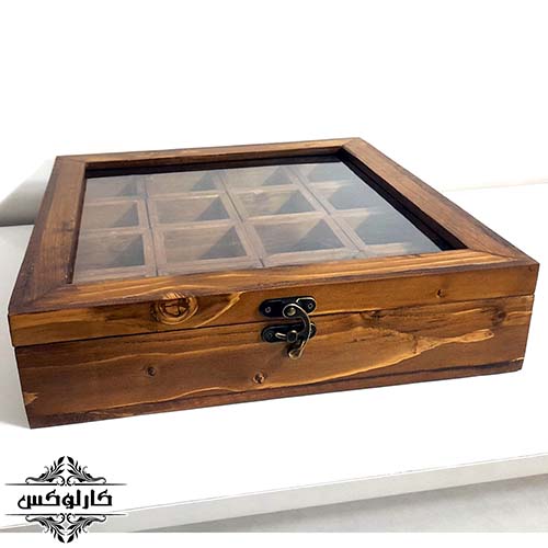 باکس ادویه چوبی-باکس دمنوش چوبی-کارلوکس-wooden spice box-wooden tea bag box-karlux